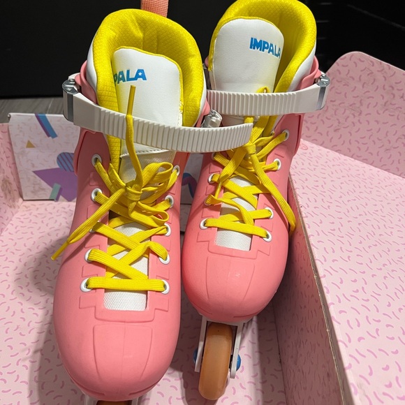 Impala inline skates pink/w yellow laces. Retro roller blades. NIB - Picture 1 of 6